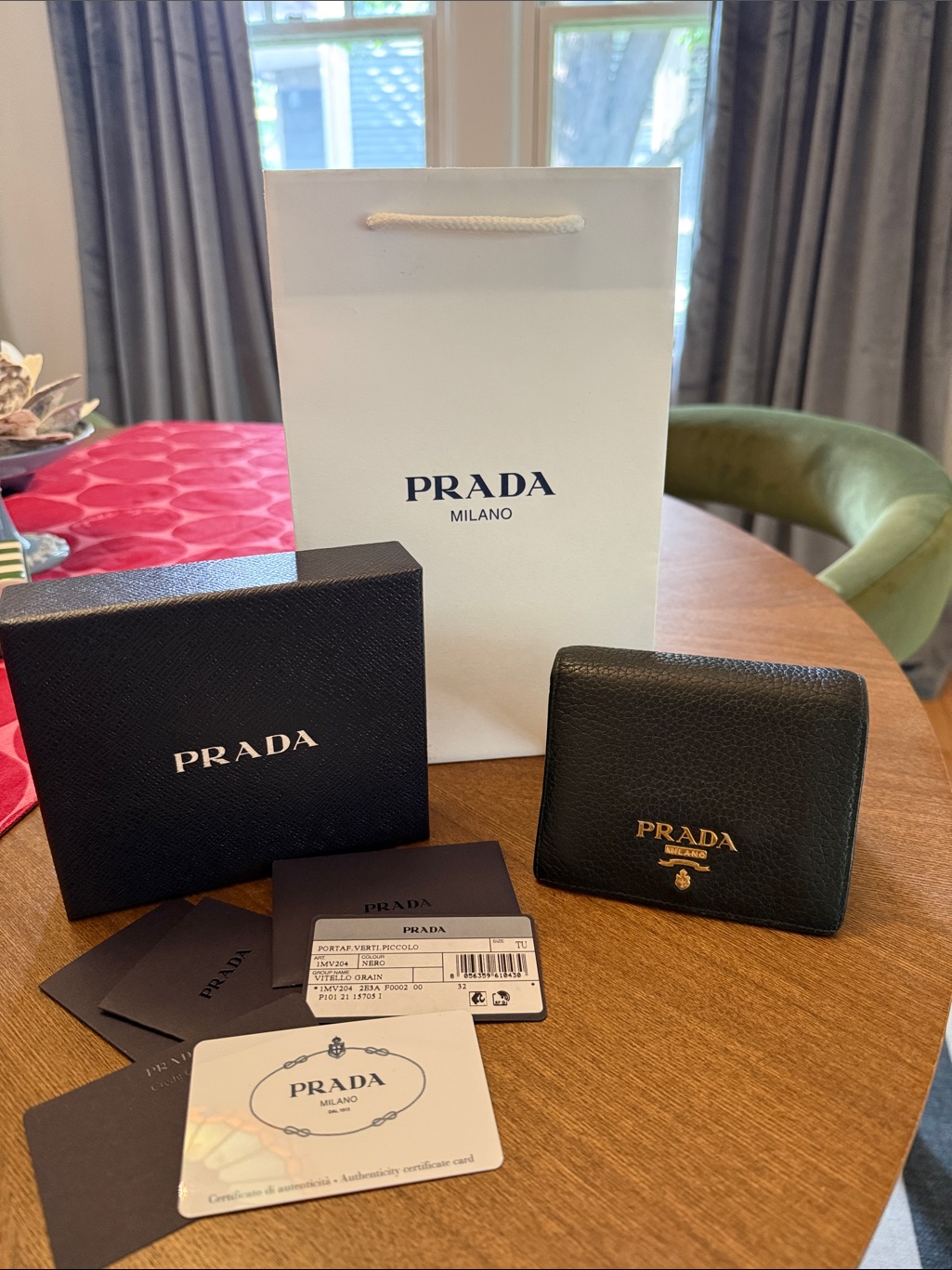 Prada Women’s Vitello Grain Leather Bifold Wallet